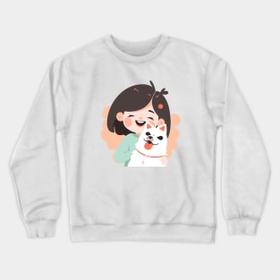 Just a Girl and her dog illustration Crewneck Sweatshirt